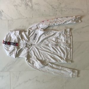 PINK Victoria’s Secret white zip up hoodie pride